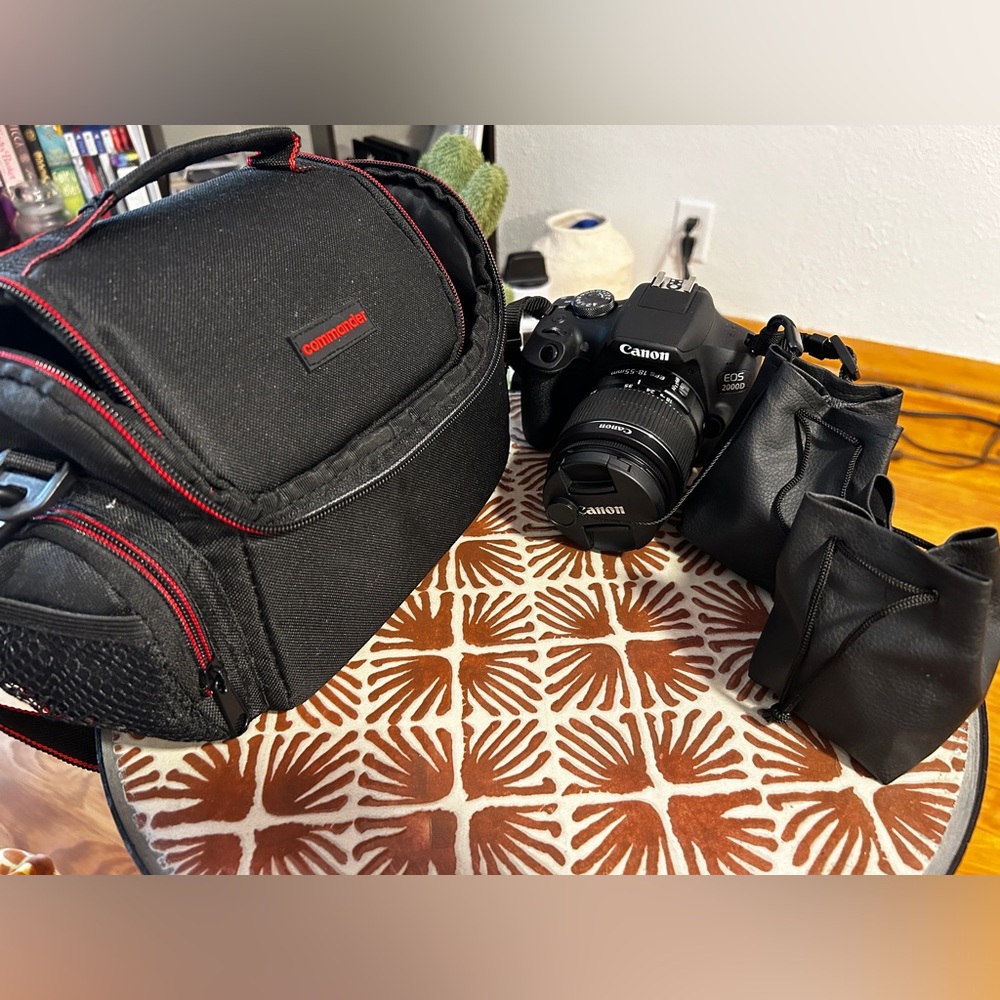 Canon EOS 2000D (rebel t7) camera with accessories